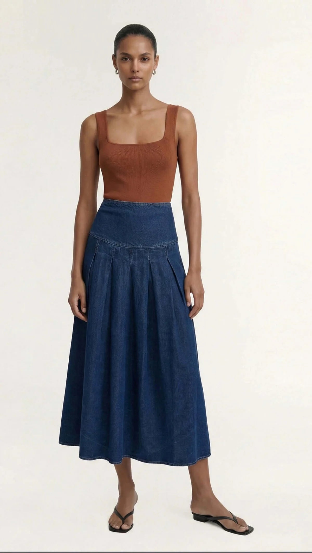 Loam Square Neck Ribbed Knit Tank - Copper