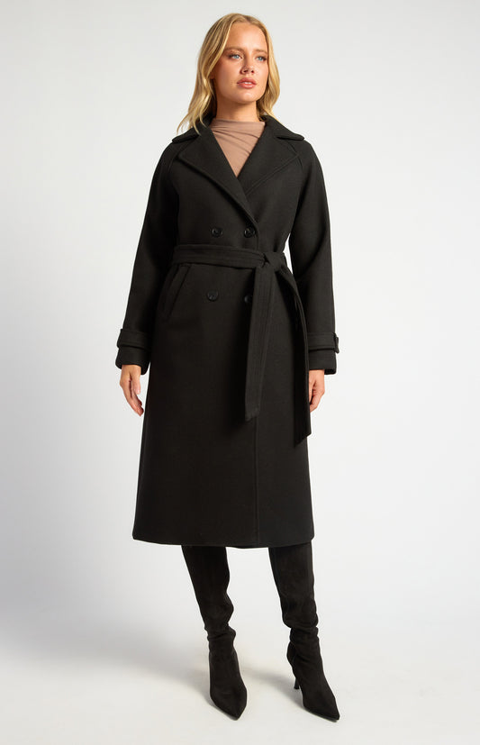 Heavyweight Felt Raglan Sleeve Coat - Black