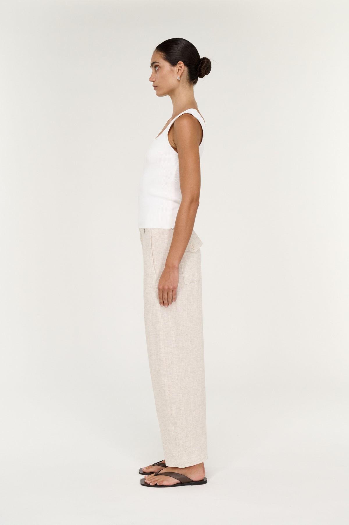 Neve Linen Barrel Leg Pant - Oat