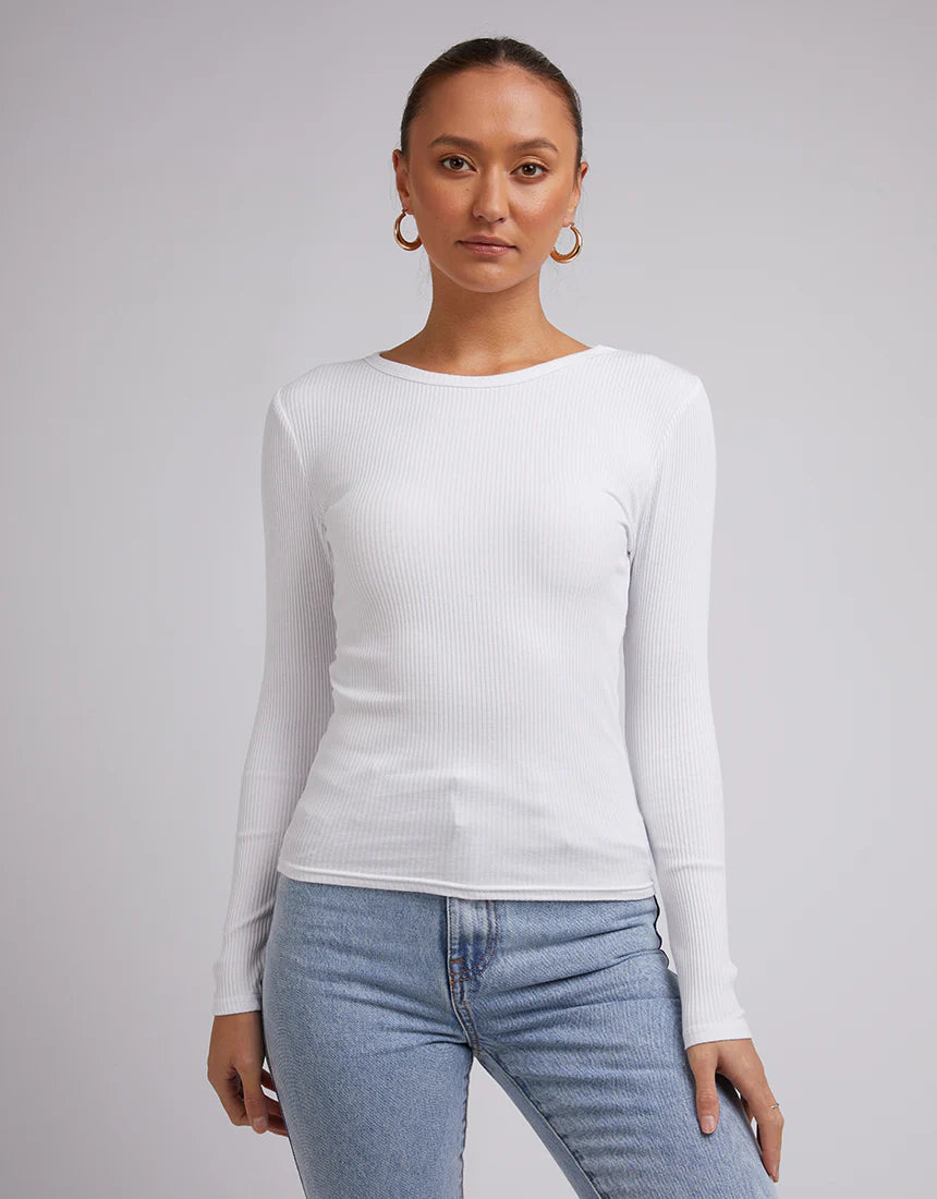 Rib Long Sleeve Top - White