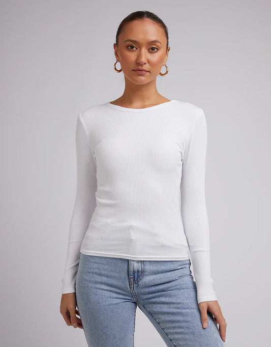 Rib Long Sleeve Top - White