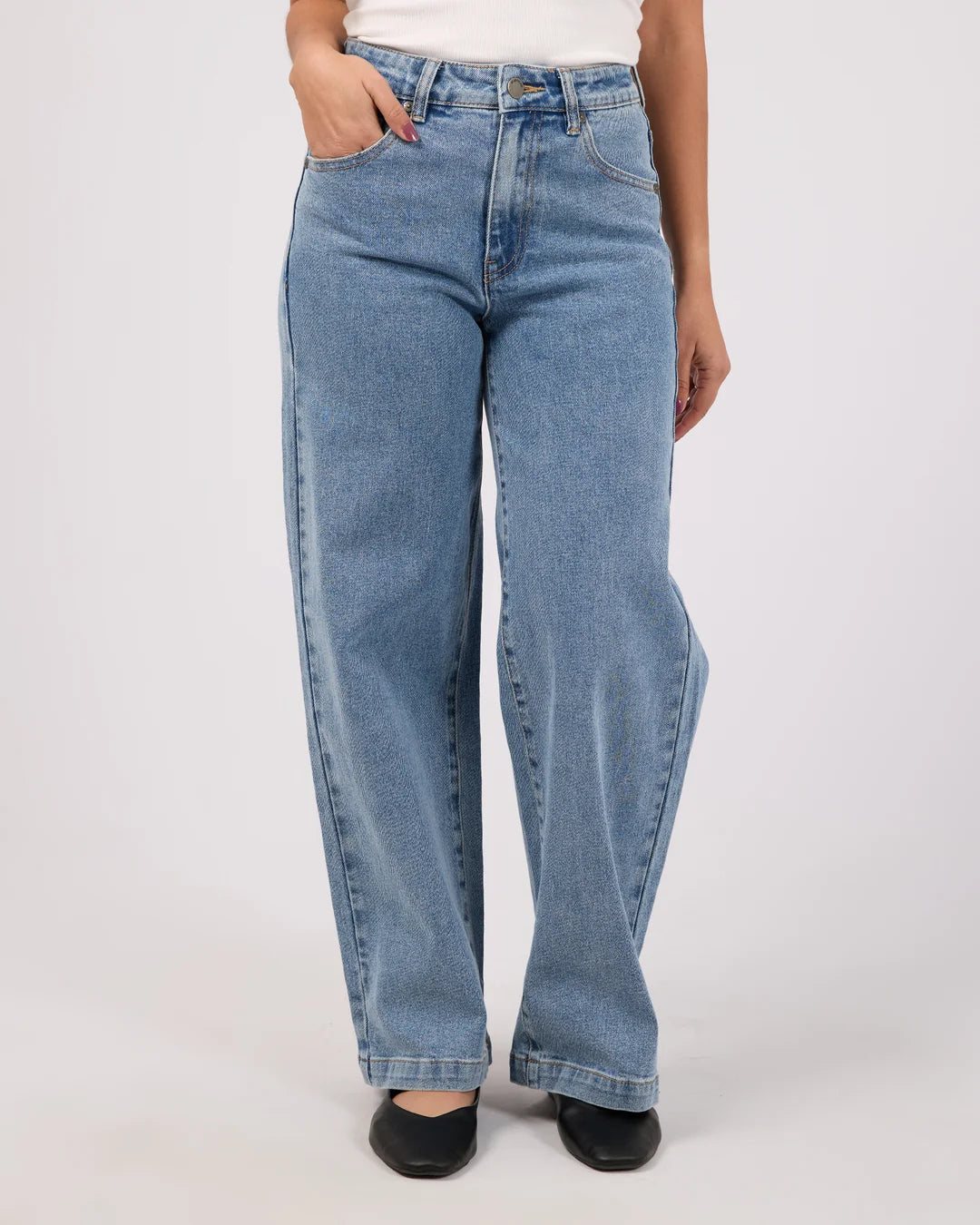 Jacqui Wide Leg Petite Jeans - Light Blue