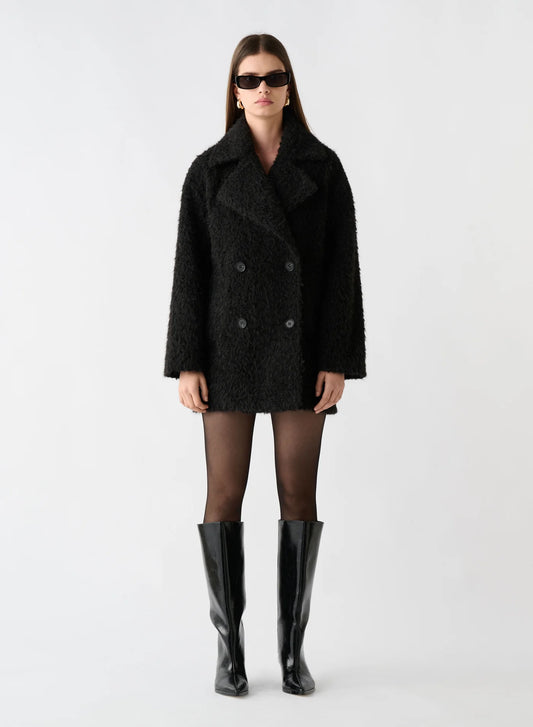 Octave Coat - Black Fluffy