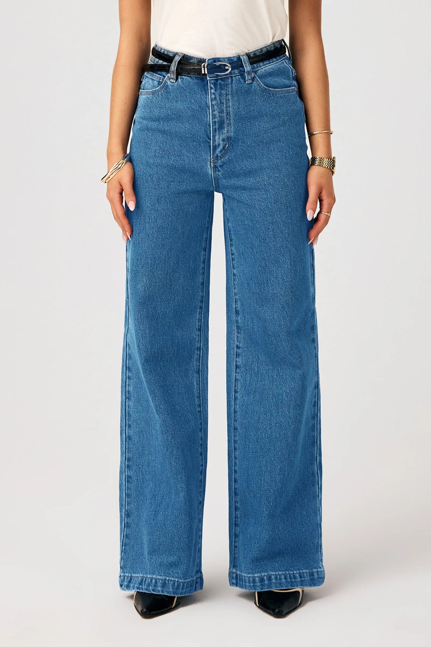 94 High & Wide Petite Eva OG Jeans - Organic Mid Blue