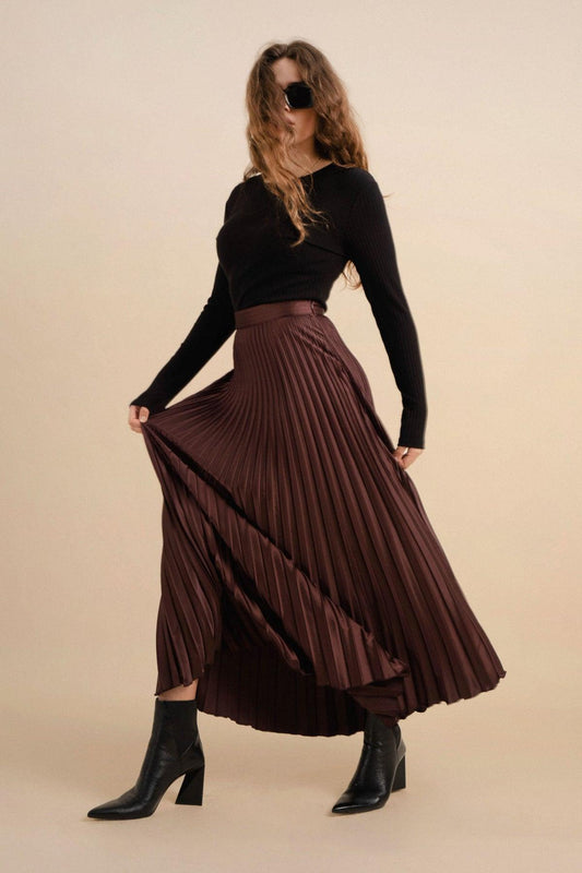 Gabbie Skirt - Chocolate by Fox + Velvet - in 8 | SWAACE