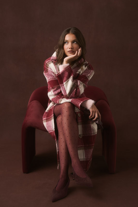 Greta Coat - Berry Check