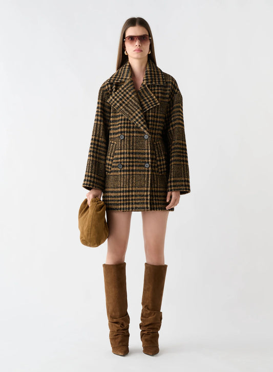 Chronicle Check Coat - Khaki Check