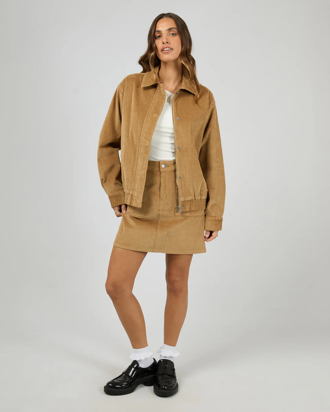 Bambi Cord Bomber Jacket - Tan