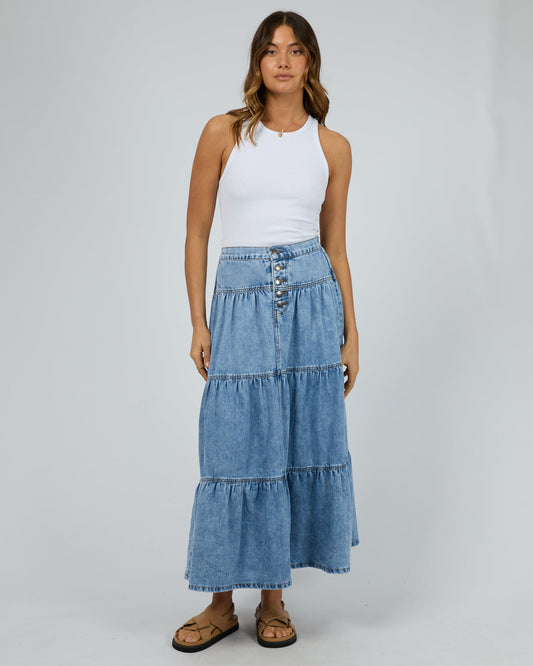 Coco Denim Maxi Skirt - Light Blue