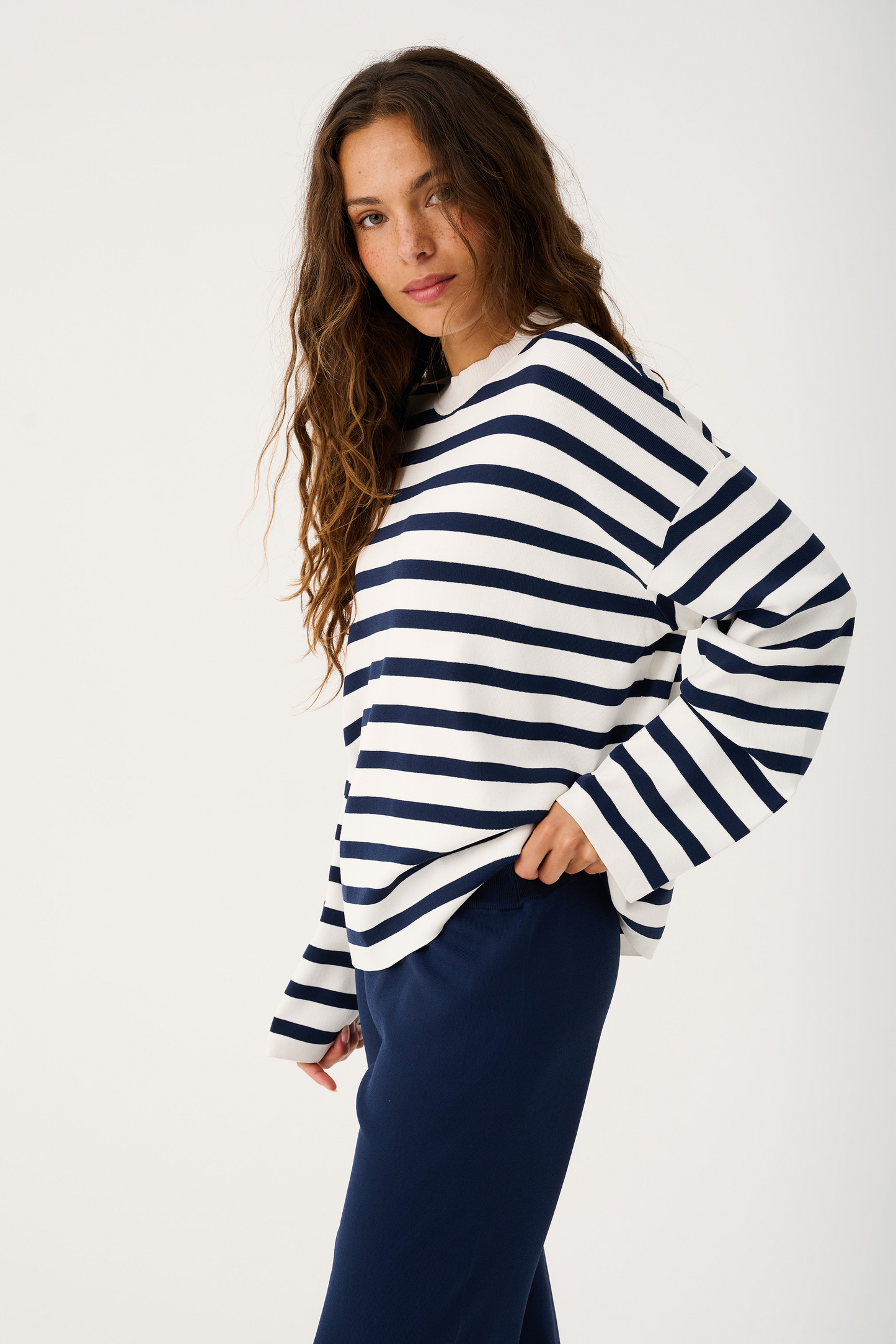 Rae Knit Sweater - Navy Stripe