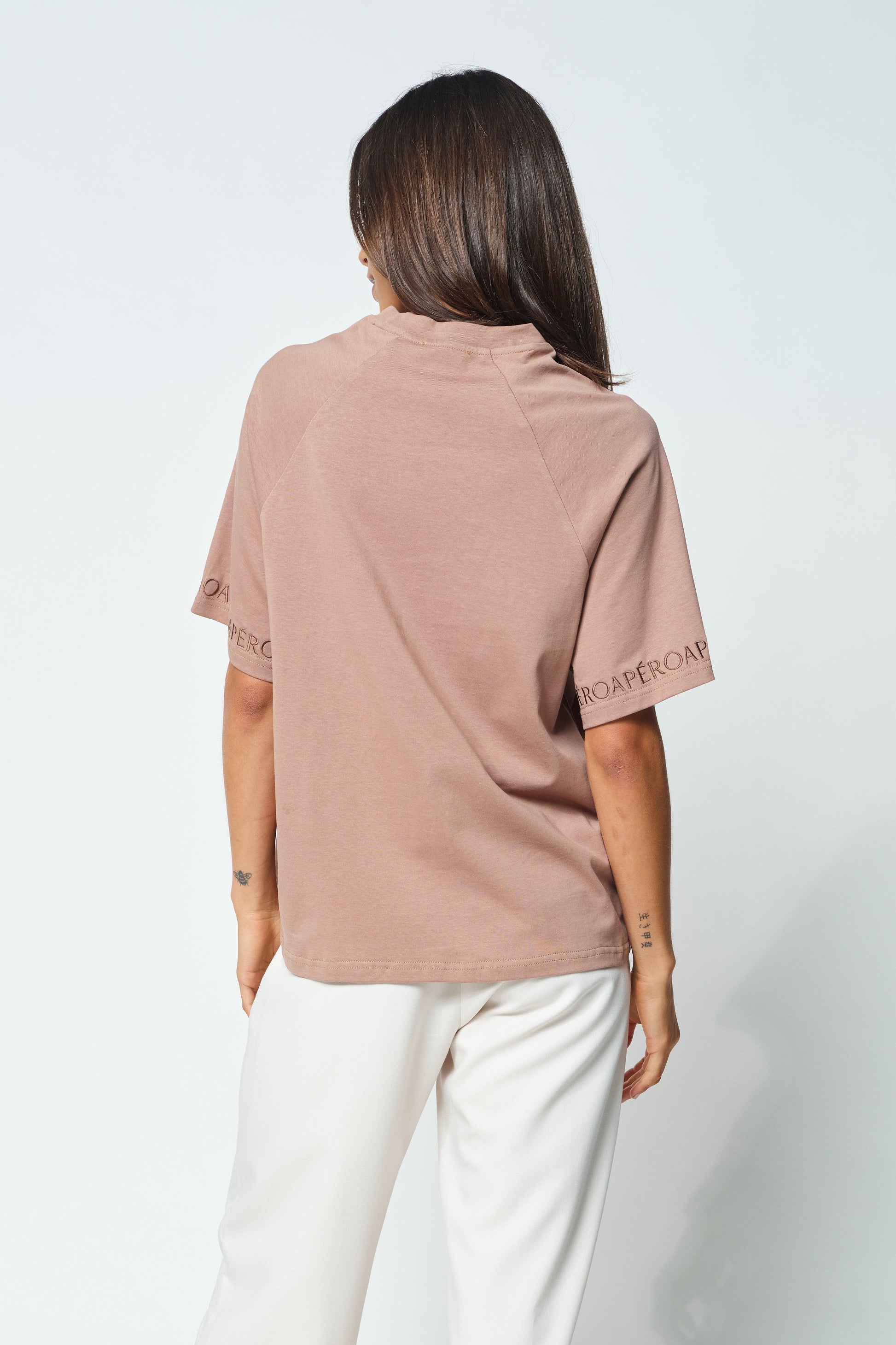 Apero Logo Sleeve Box-Cut Tee - Mocha by Apero Label - in XS | SWAACE