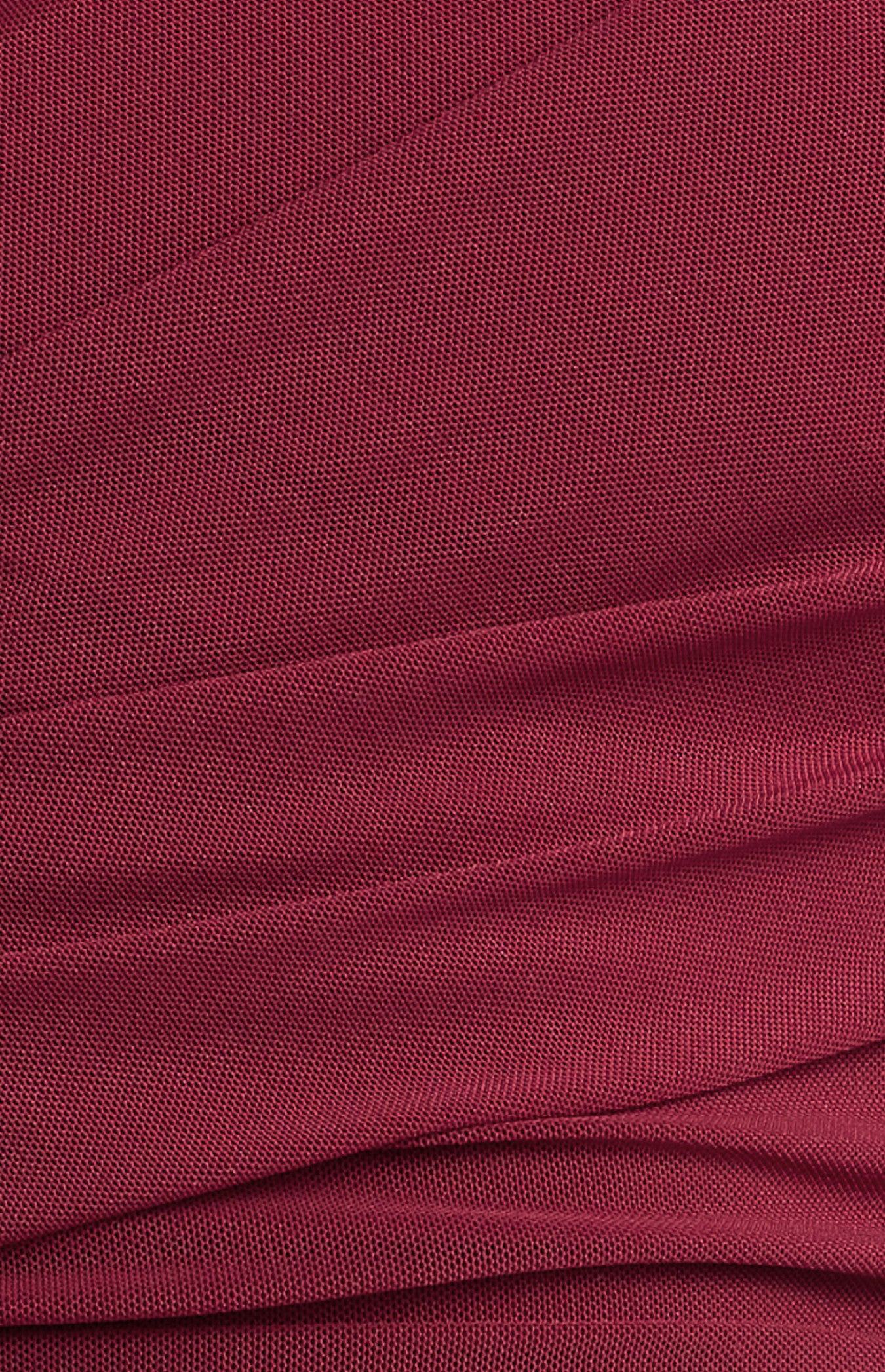 Cross Front Neckline Mesh Top - Merlot