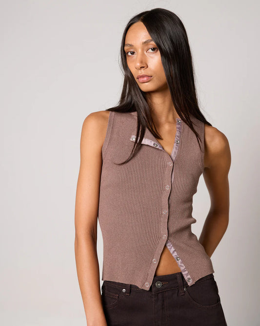 Marleigh Knit Tank - Brown