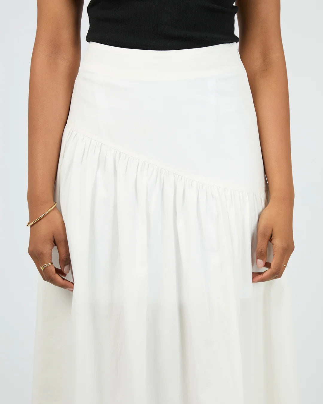 Essential Asym Maxi Skirt - White