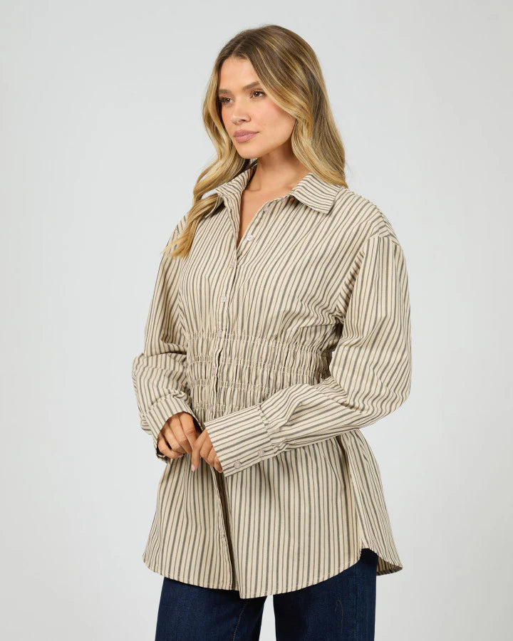 AAE Ruched Stripe Shirt - Natural