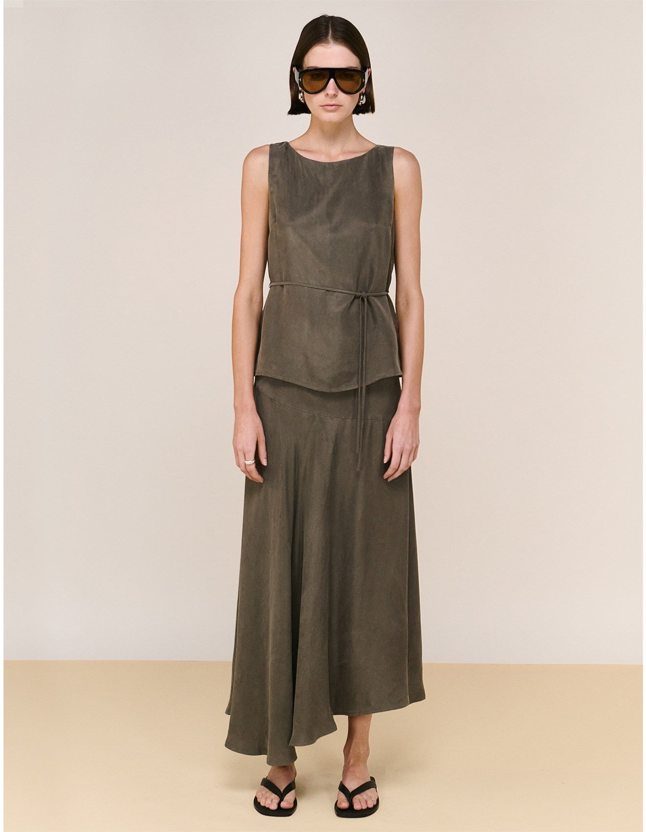 Stevie Waist Tie Top - Olive