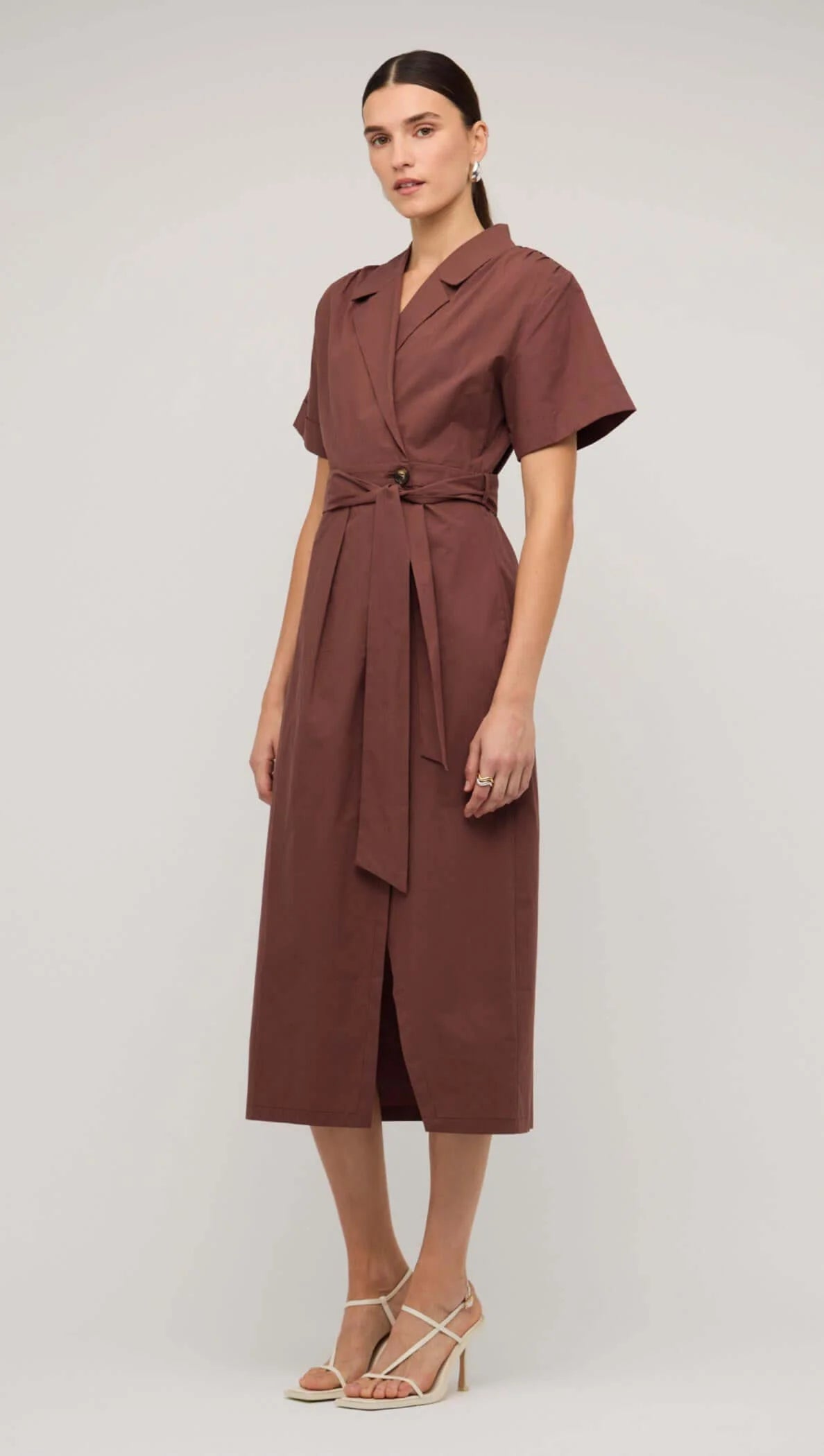 Ishtar Wrap Shirt Dress - Chocolate