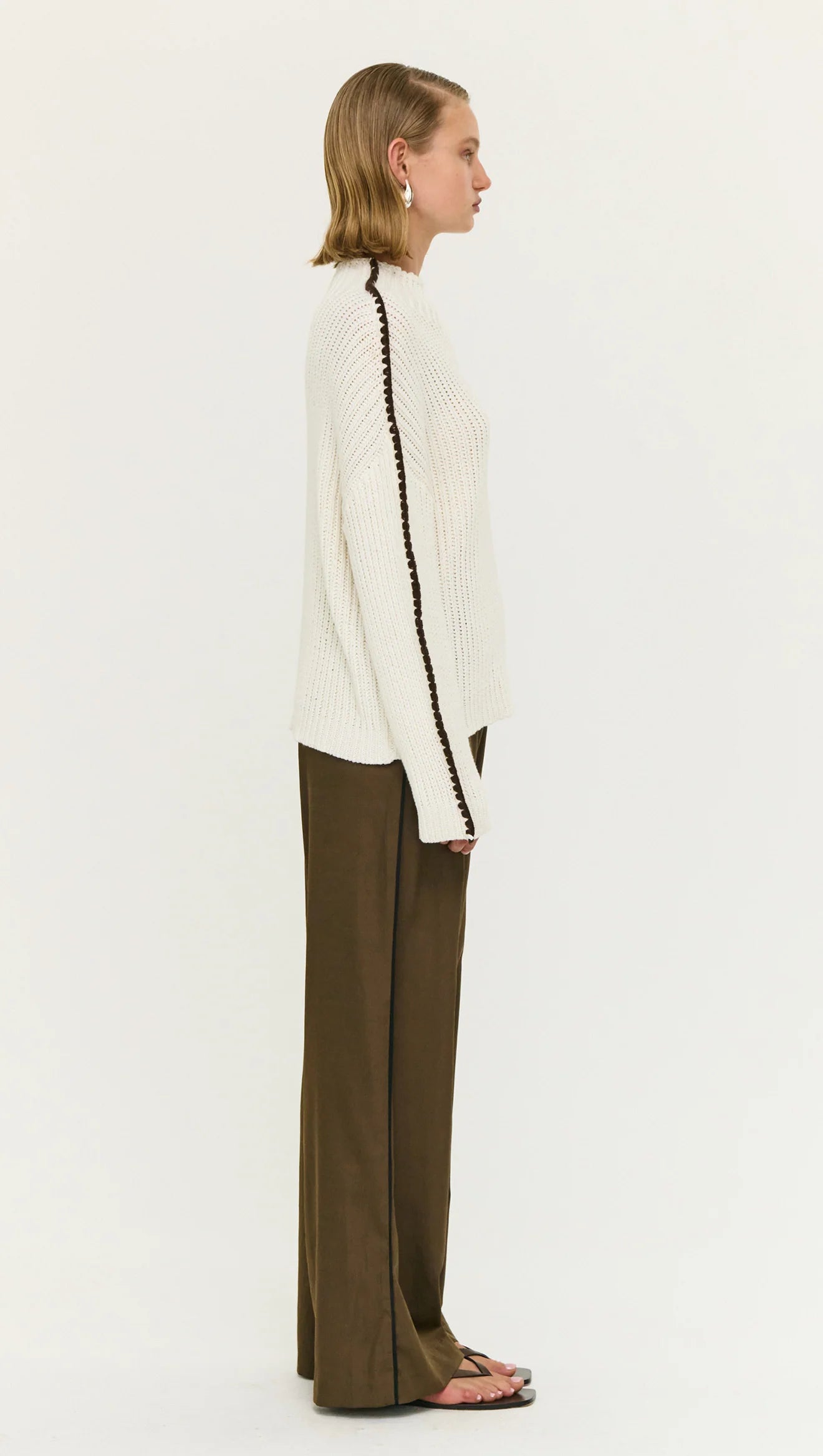 Finn High Neck Jumper - Cream/Chocolate
