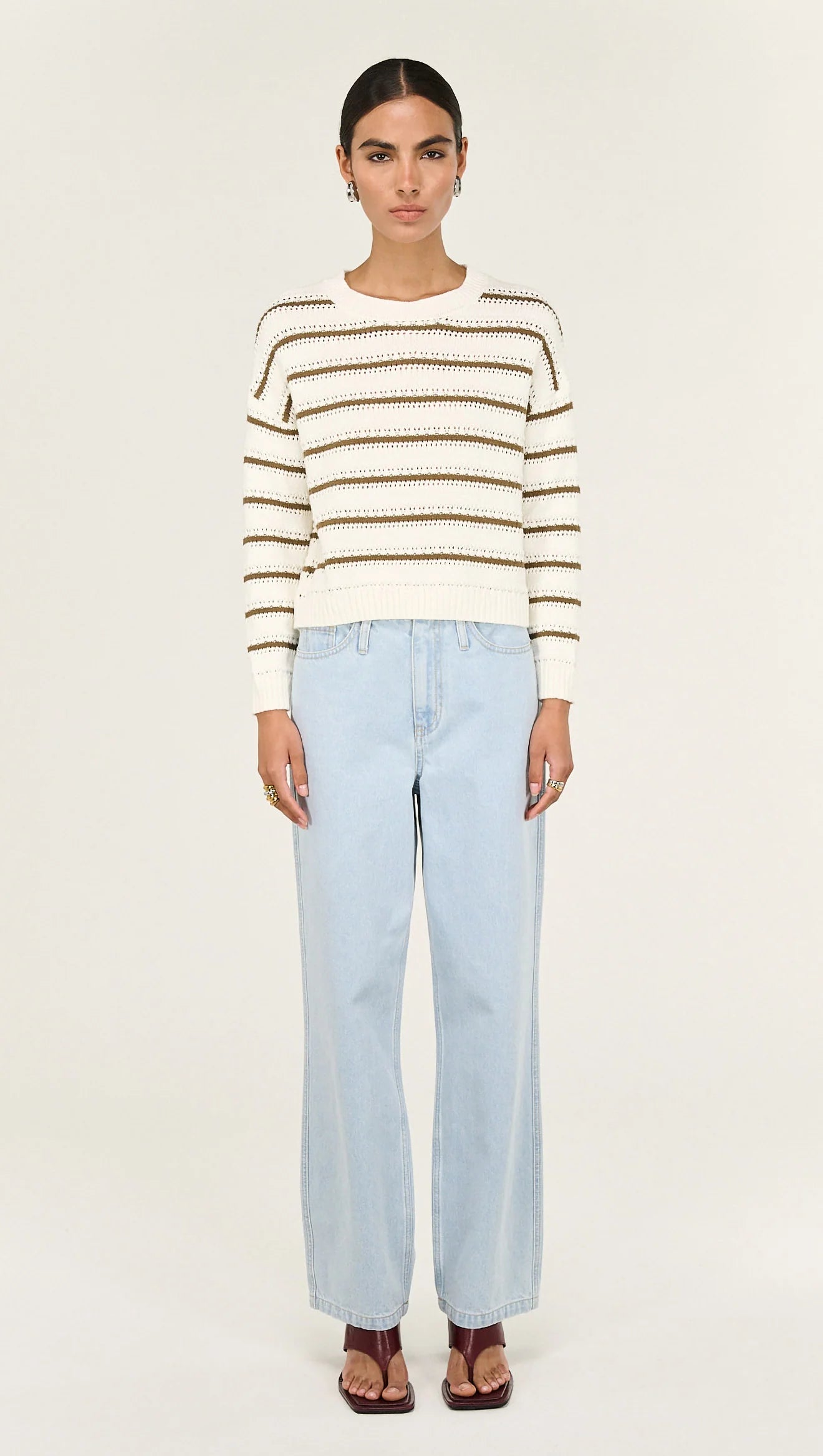 Vera Stripe Jumper - Off White/Khaki