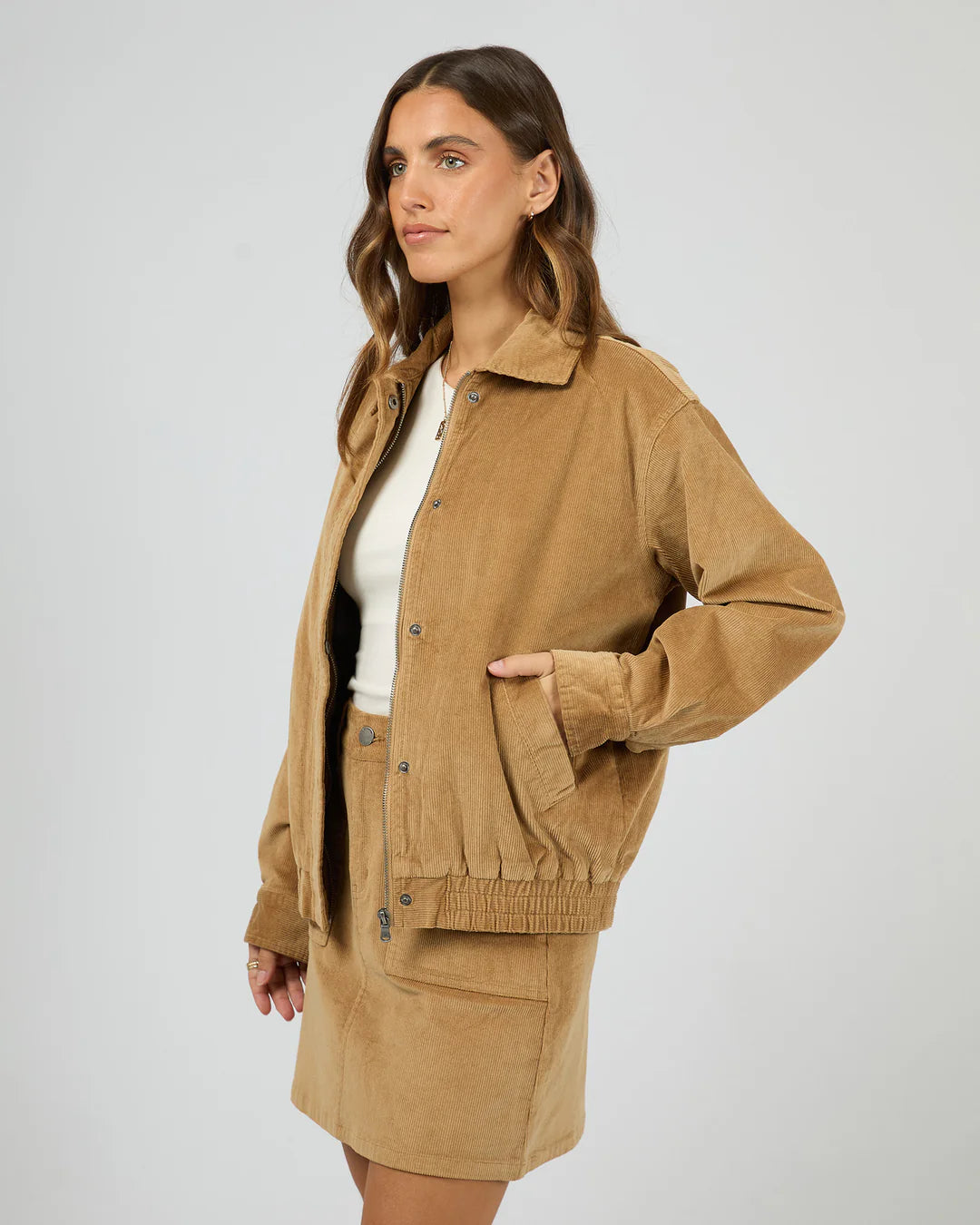 Bambi Cord Bomber Jacket - Tan
