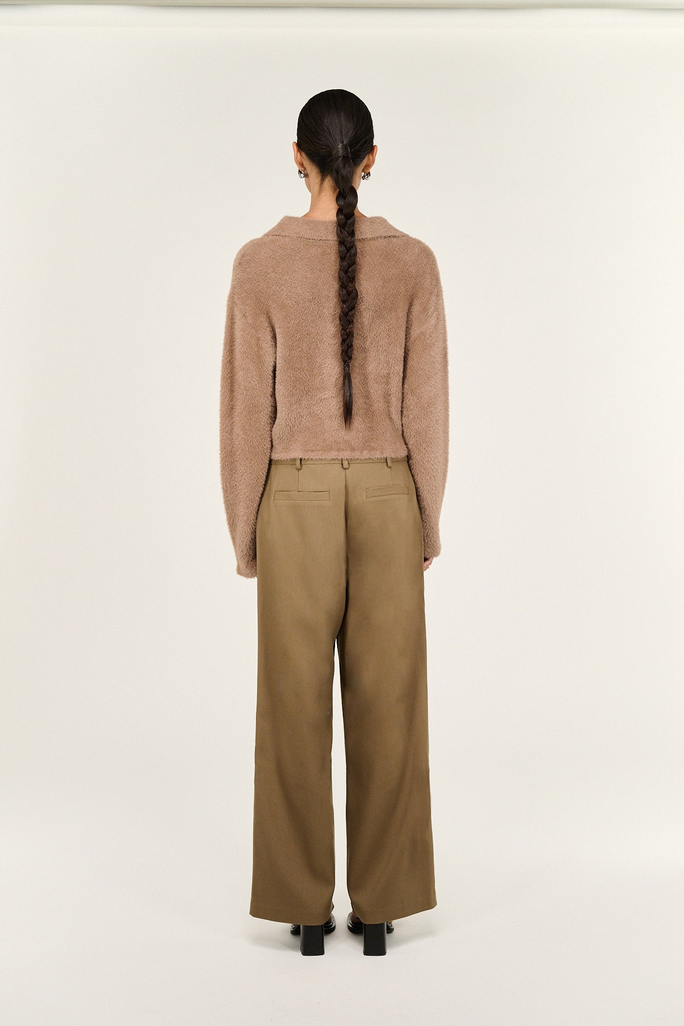 Ember Fluffy Polo Jumper - Mocha