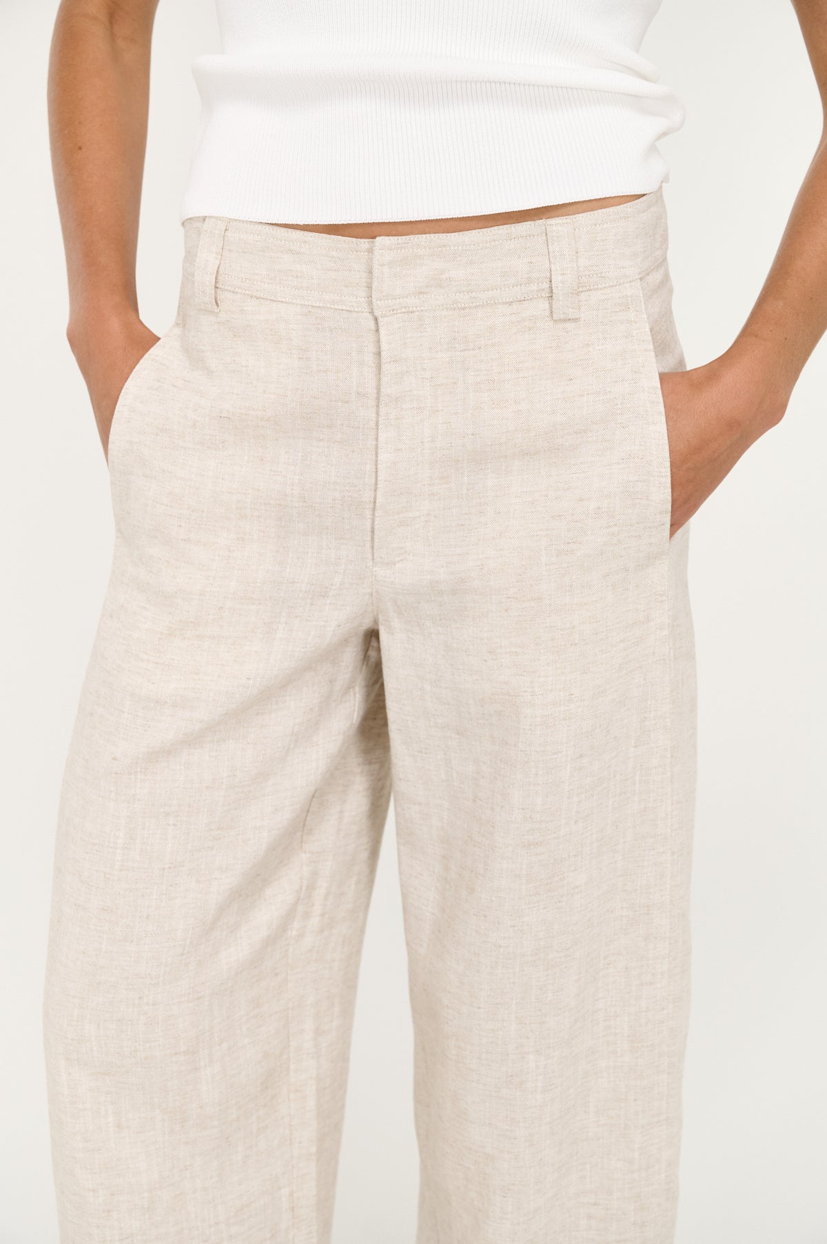 Neve Linen Barrel Leg Pant - Oat