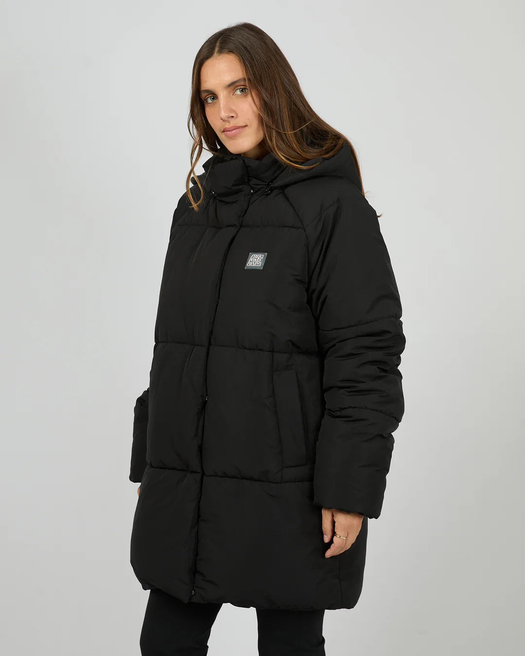 Elevate Long Puffer Jacket - Black