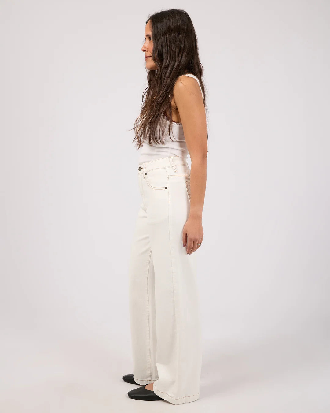 Jacqui Wide Leg Petite Jeans - Vintage White