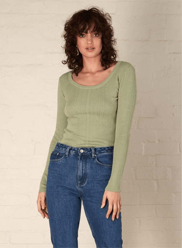 Rowie Scoop Neck Top - Pistachio by Esmaee - in XS | SWAACE