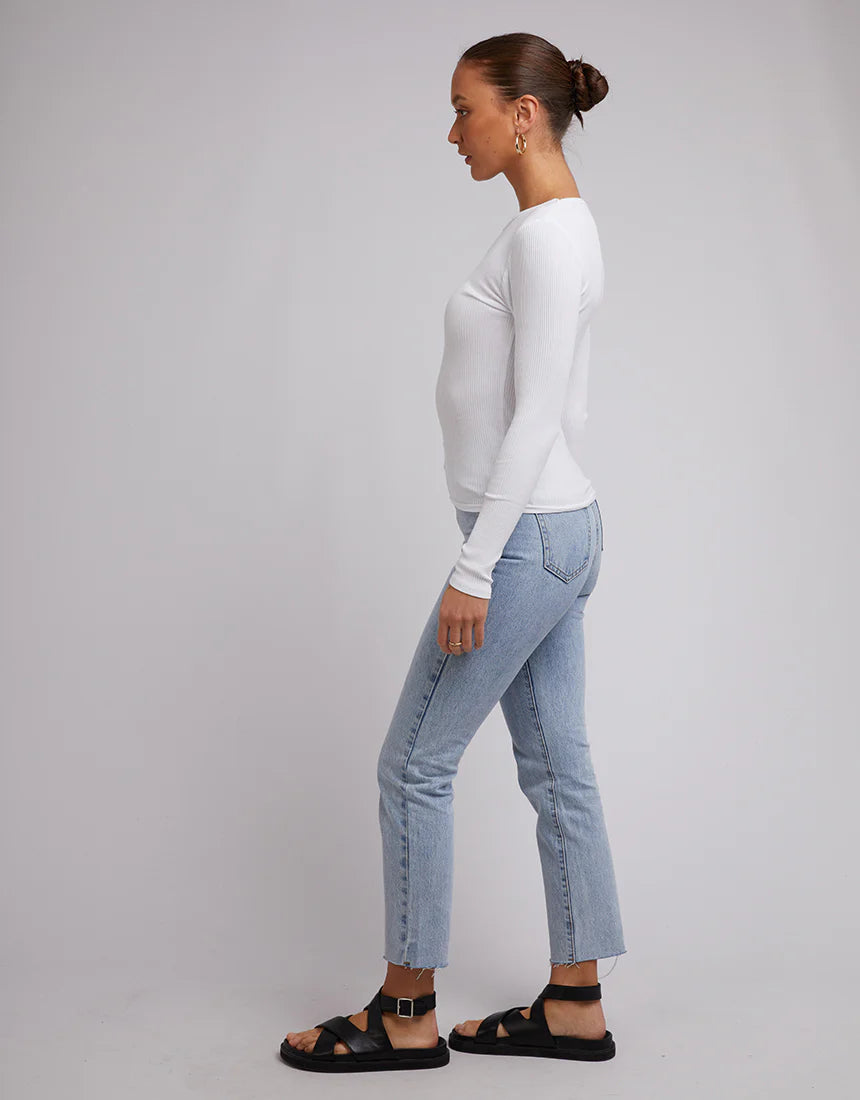 Rib Long Sleeve Top - White