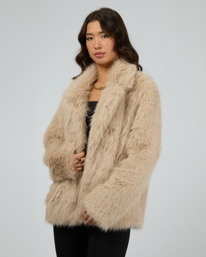 Angela Fur Coat - Beige