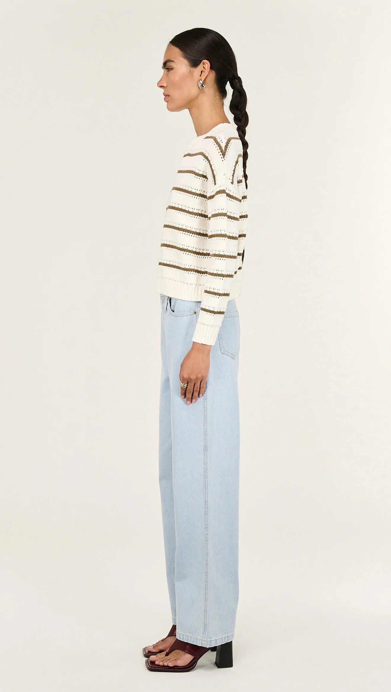Vera Stripe Jumper - Off White/Khaki