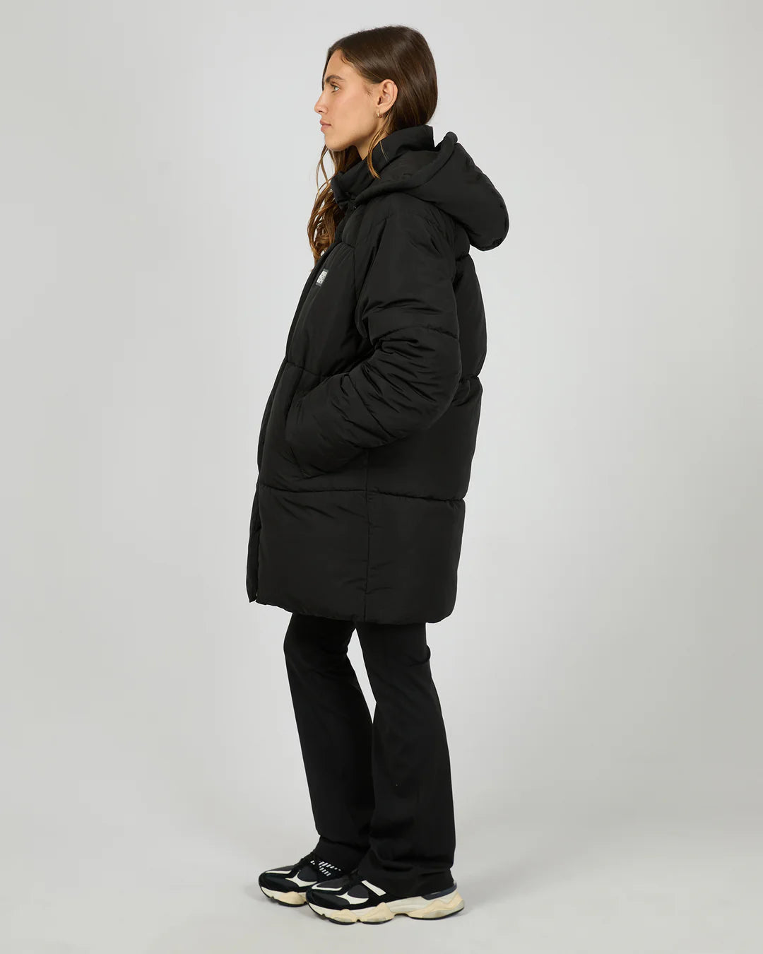 Elevate Long Puffer Jacket - Black