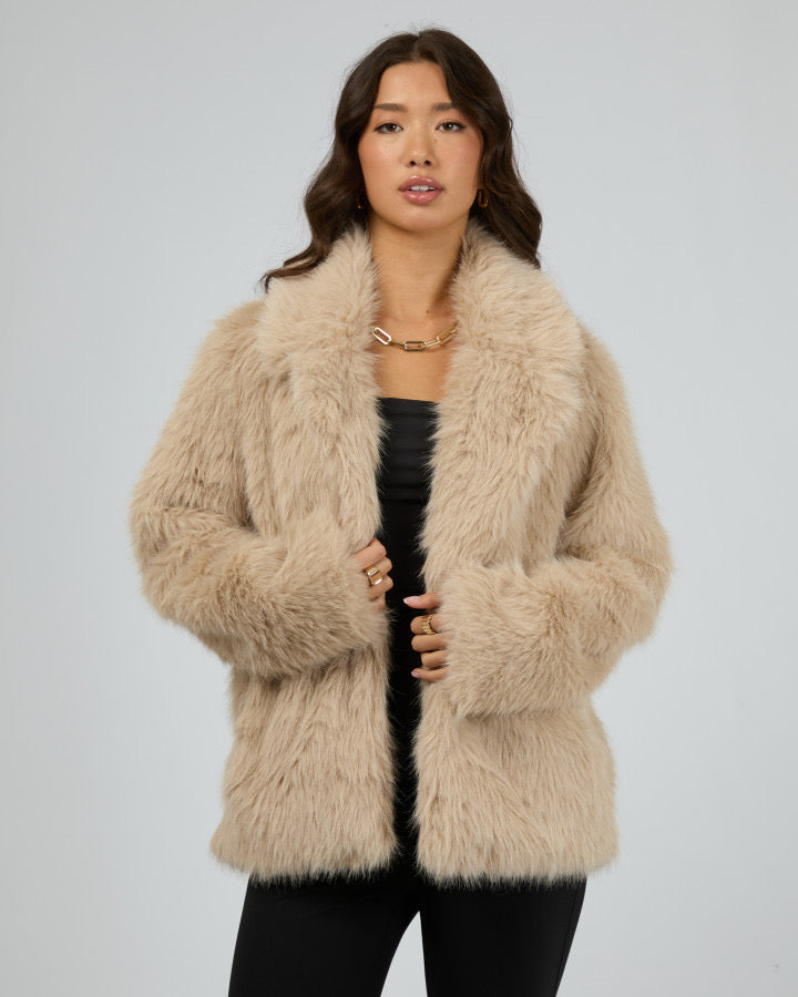 Angela Fur Coat - Beige