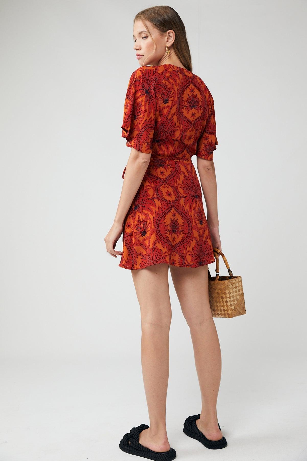 Nina Mini Wrap Dress - Damask Floral by Rue Stiic - in XS | SWAACE