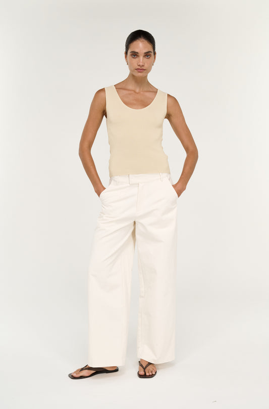 Moda Reversible Knit Tank Top - Ecru - STAPLE THE LABEL