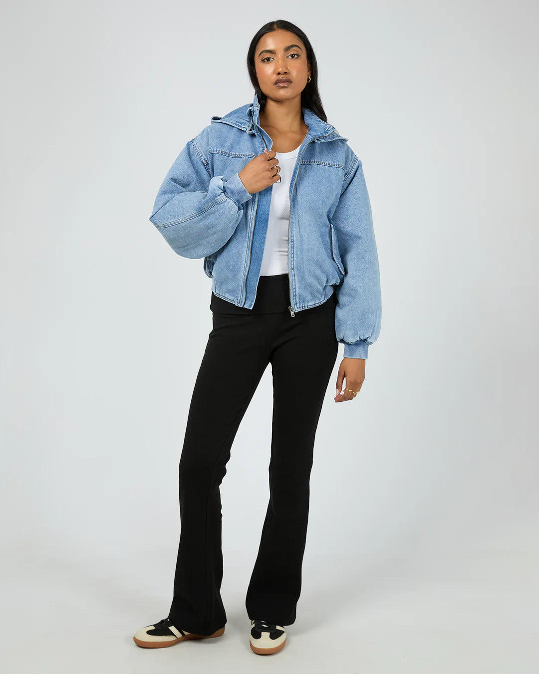 Brixton Denim Bomber Jacket - Light Blue