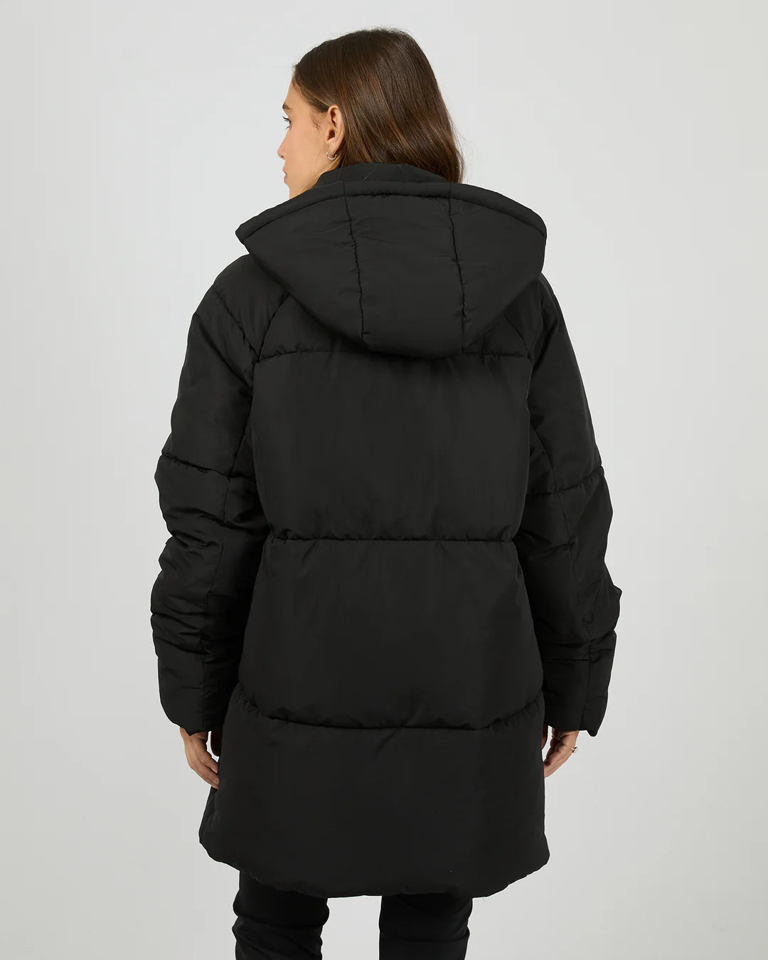 Elevate Long Puffer Jacket - Black
