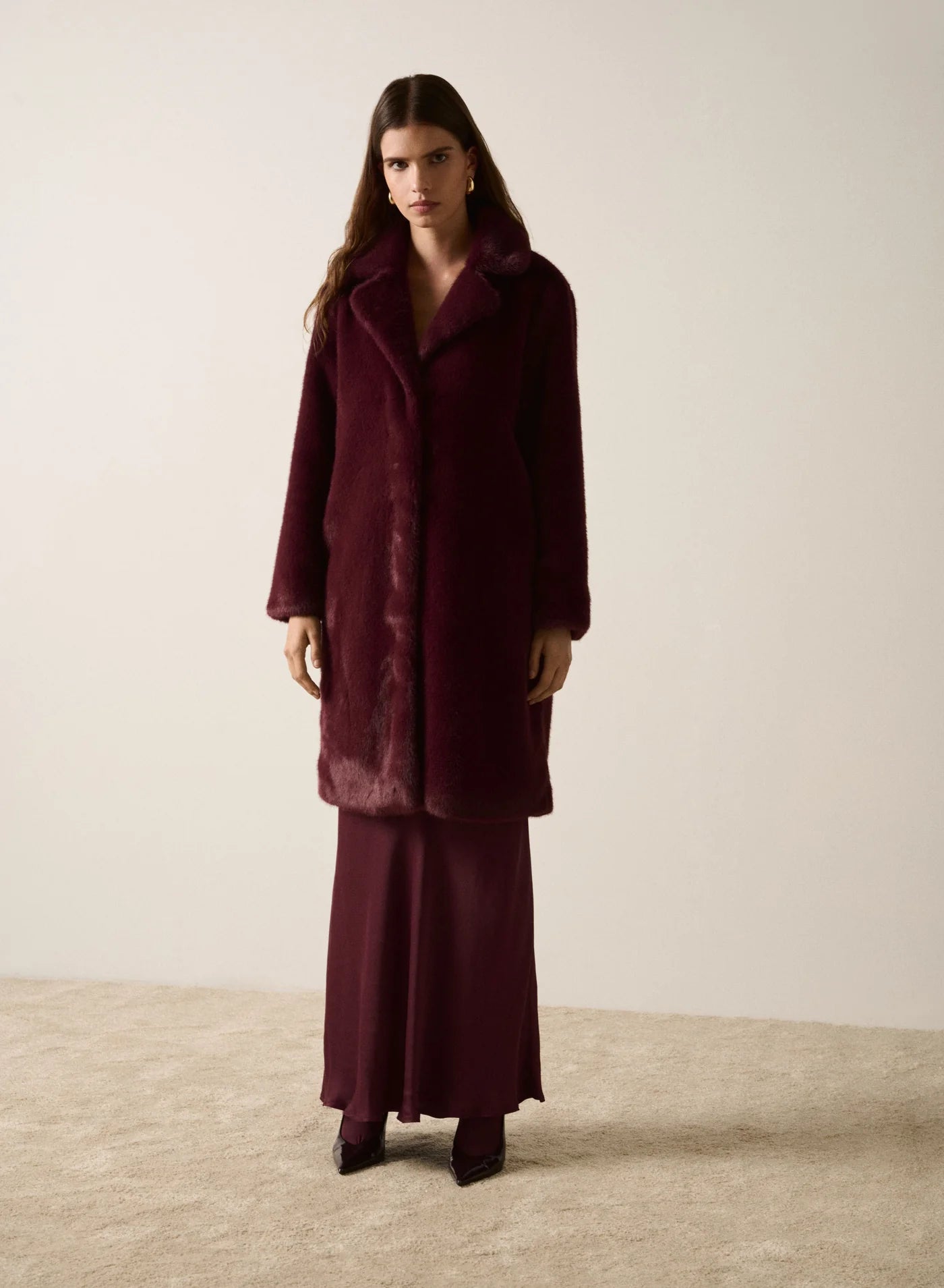 Harmony Fur Coat - Wine