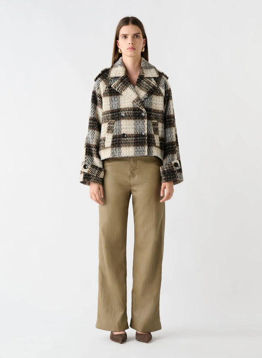 Ridder Cropped Coat - Brown/Grey Check