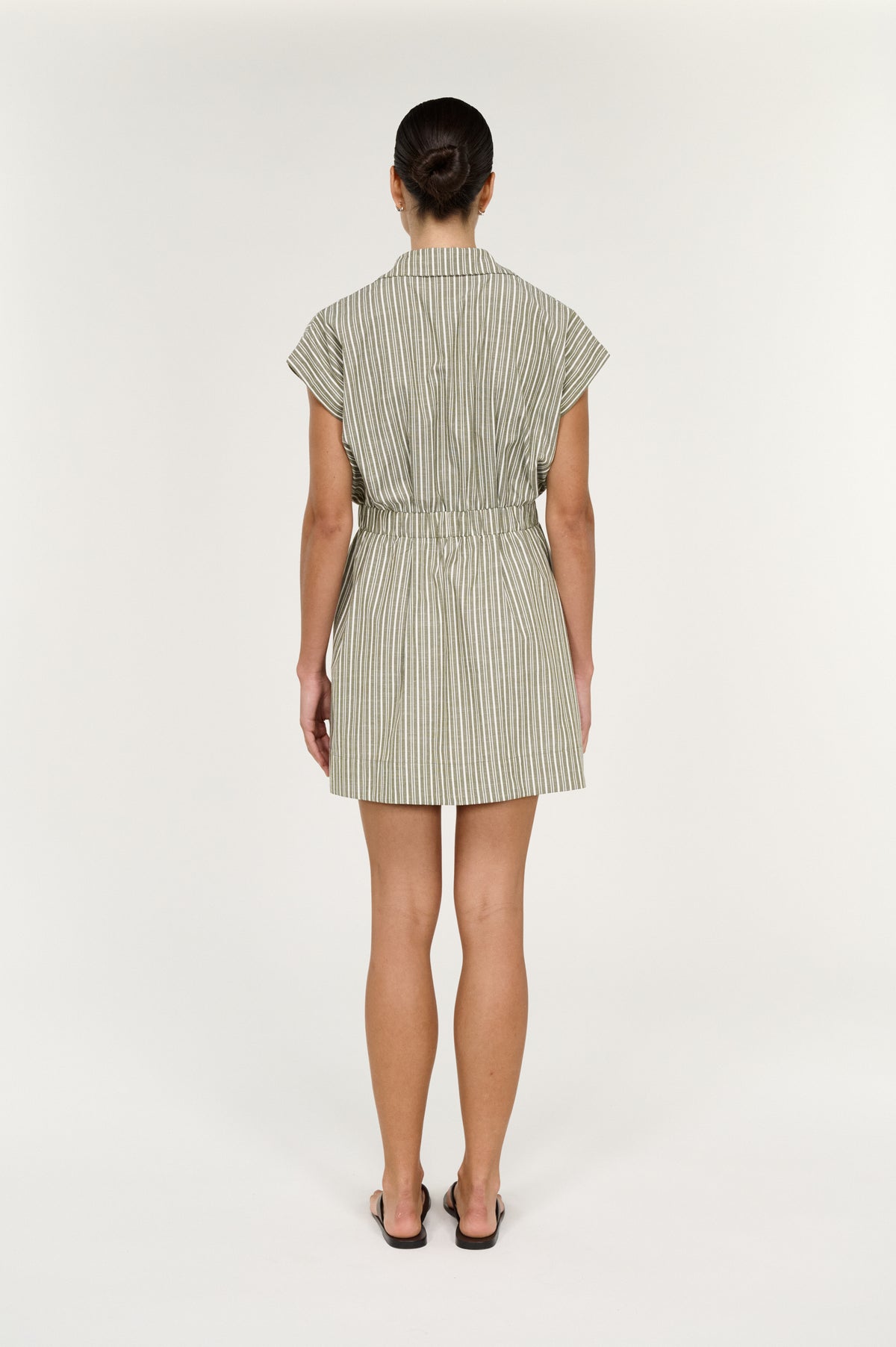 Lisara Mini Shirtdress - Khaki/White Stripe