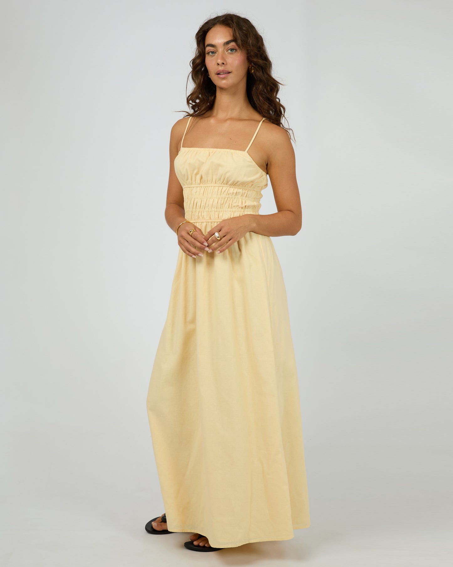 Alessa Linen Maxi Dress - Yellow