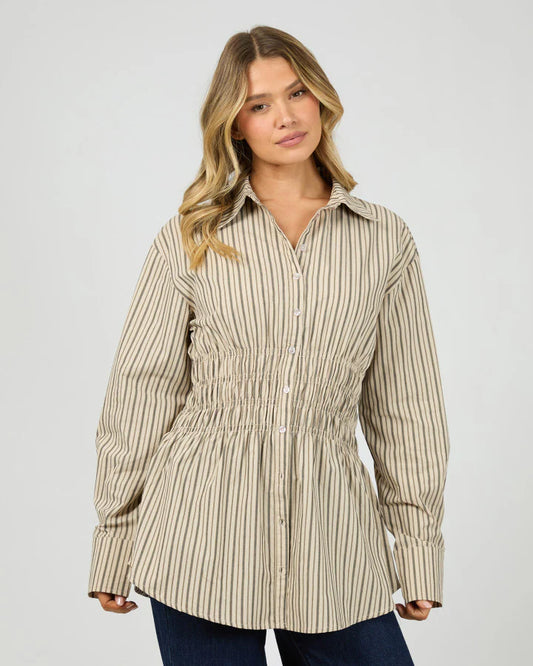 AAE Ruched Stripe Shirt - Natural