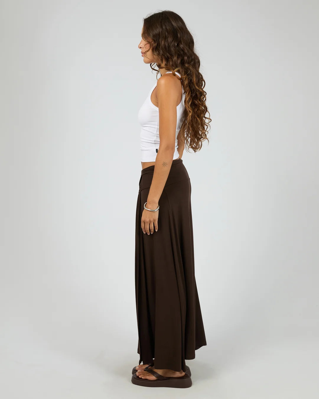 Twist Detail Maxi Skirt - Chocolate