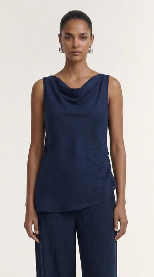 Helena Cowl Top - Navy