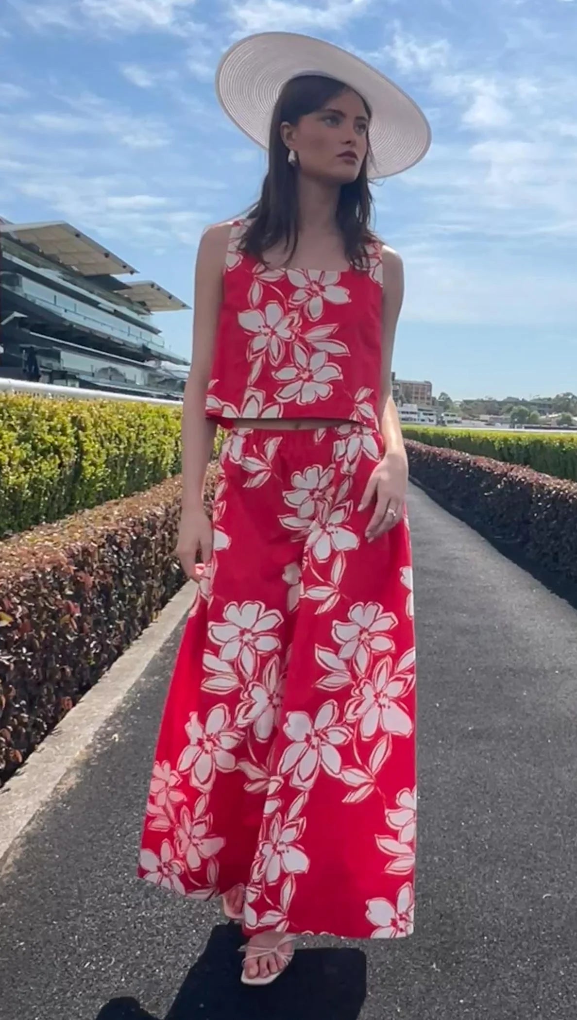 Elara Maxi Skirt - Red Floral