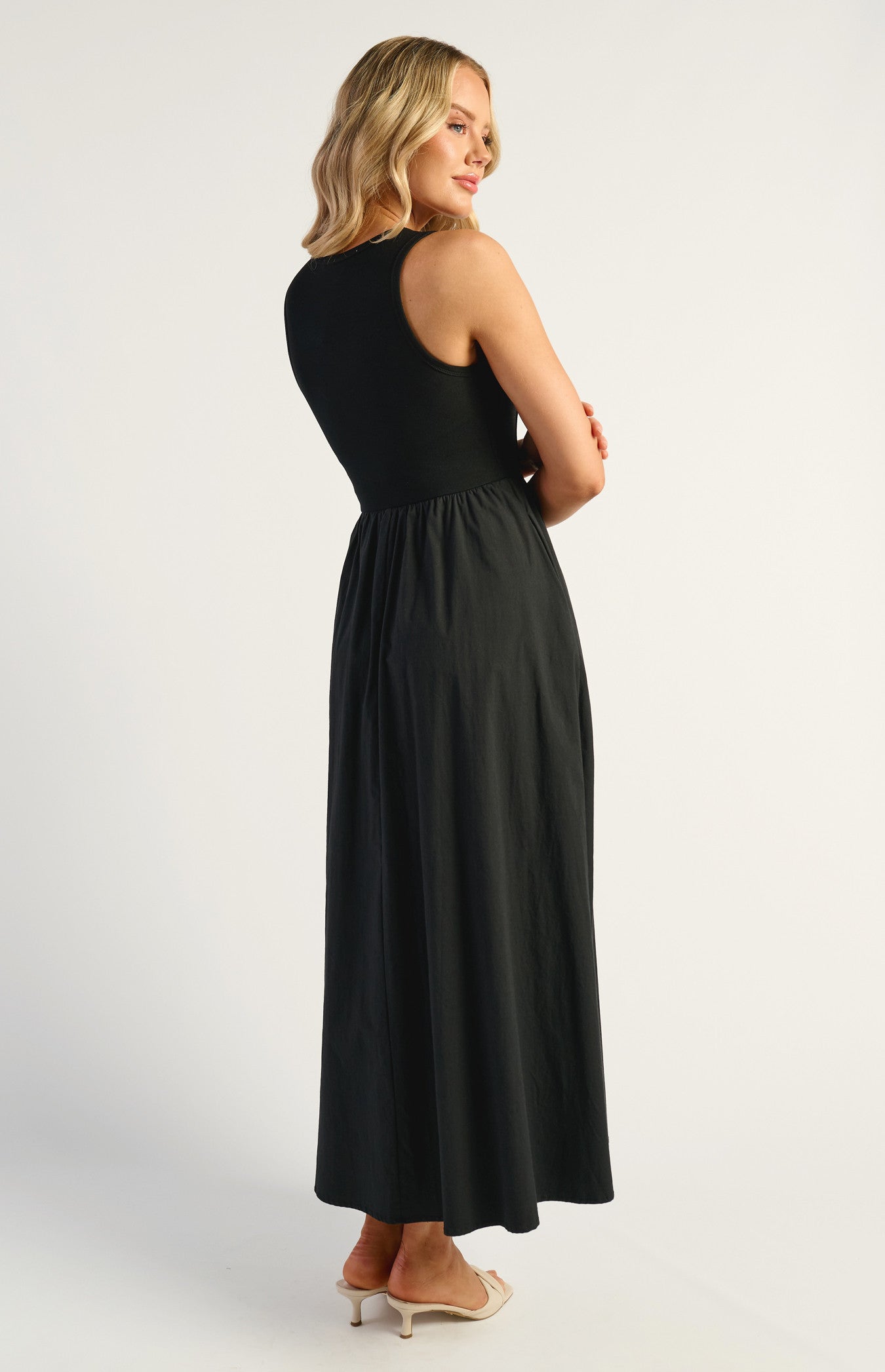 Contrast Fabric Dress - Black