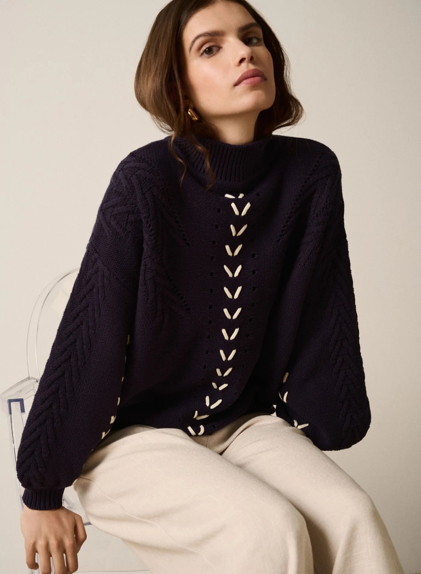 Jody Cable Knit Jumper - Indigo