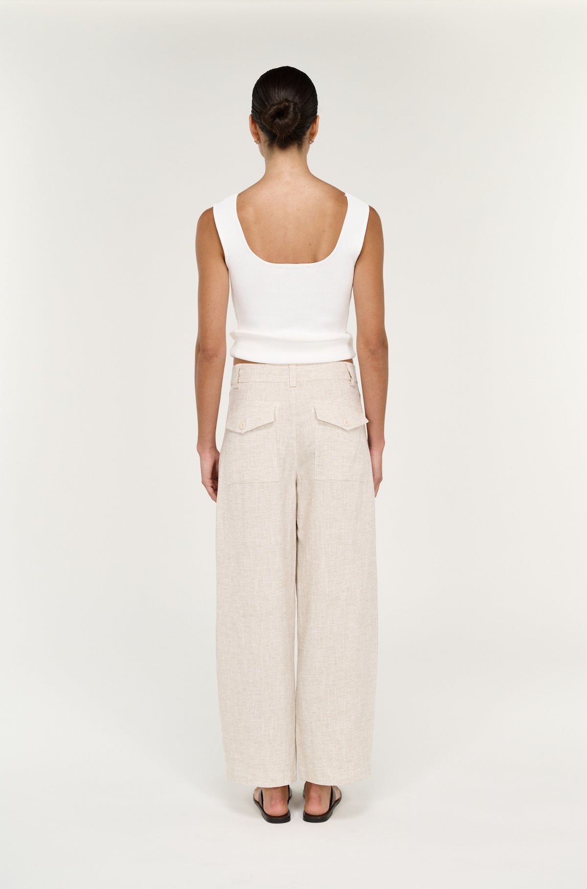 Neve Linen Barrel Leg Pant - Oat