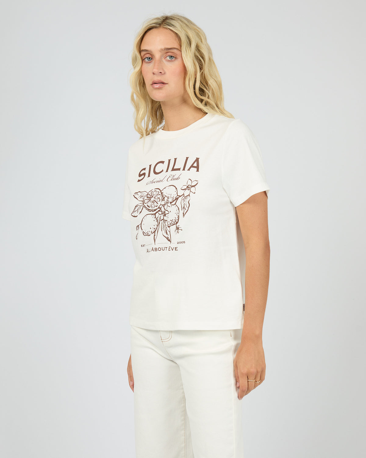 Sicilia Regular Tee - Vintage White - All About Eve